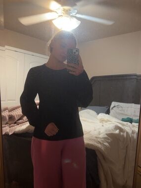 Boutique 9 Black Crewneck Long-Sleeve Top